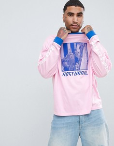 Oversize-лонгслив с принтом и контрастной окантовкой ASOS DESIGN - Розовый