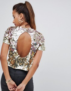 Футболка с эффектом омбре и пайетками ASOS DESIGN - Золотой