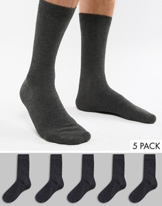 5 пар темно-серых носков Brave Soul - Серый