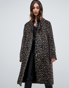 Пальто с леопардовым принтом и ремнем Religion - Мульти