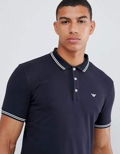 Темно-синее поло с логотипом Emporio Armani - Темно-синий
