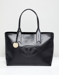 Сумка-тоут на молнии с логотипом Emporio Armani - Черный