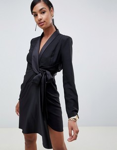 Платье мини из крепа и атласа ASOS DESIGN - Черный