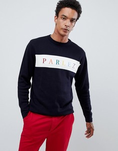 Темно-синий джемпер с вышитым логотипом на груди Parlez эксклюзивно для ASOS - Черный