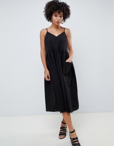 Свободное платье миди на бретелях ASOS DESIGN - Черный