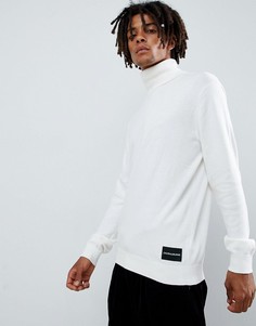 Кашемировый джемпер с отворотом и логотипом Calvin Klein Jeans - Белый