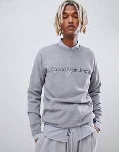 Свитер с круглым вырезом и логотипом Calvin Klein - Серый