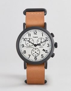 Часы с хронографом и кожаным ремешком Timex Weekender 40 мм эксклюзивно для ASOS - Коричневый