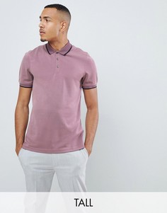 Футболка-поло розового цвета с контрастным воротником Ted Baker Tall - Розовый