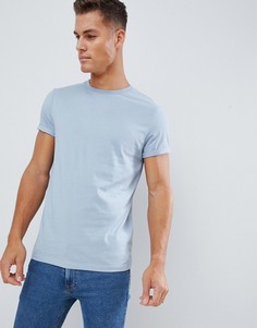 Синяя футболка с круглым вырезом и отворотами на рукавах ASOS DESIGN - Синий