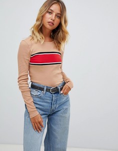 Топ с полосками на груди New Look - Коричневый