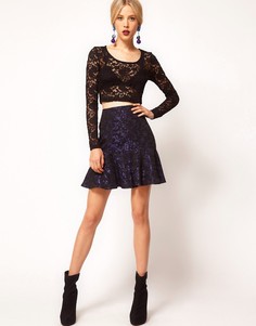 Мини-юбка с баской ASOS Premium - Синий