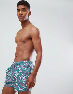Короткие шорты для плавания с принтом пейсли ASOS DESIGN - Зеленый