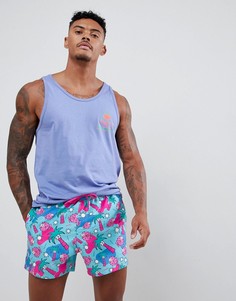 Короткие шорты для плавания с пальмовым принтом ASOS DESIGN - Синий