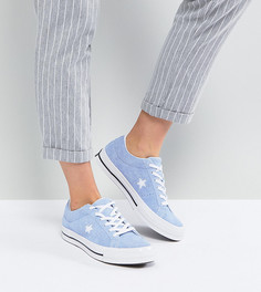 Голубые замшевые кроссовки Converse One Star Ox - Синий