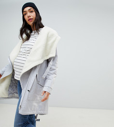 Парка с каскадной драпировкой и подкладкой из искусственного меха ASOS DESIGN Maternity - Серый