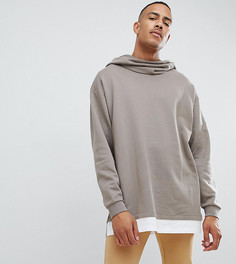 Бежевый oversize-худи со свободным воротом и вставкой ASOS DESIGN tall - Бежевый