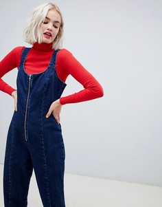 Темно-синий джинсовый комбинезон на молнии ASOS DESIGN - Синий