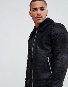 Куртка из искусственной кожи с подкладкой из искусственного меха Jack & Jones Originals - Черный