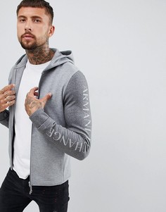 Худи серого цвета на молнии с логотипом Armani Exchange - Серый
