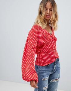 Топ в горошек Free People Love Street - Красный