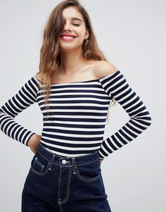 Боди в полоску с длинными рукавами ASOS DESIGN - Темно-синий