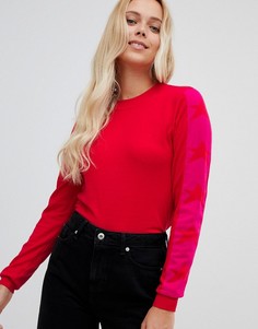 Джемпер со звездами на рукавах QED London - Красный