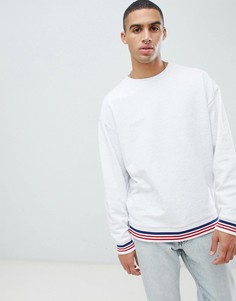 Белый меланжевый oversize-свитшот с отделкой ASOS DESIGN - Белый