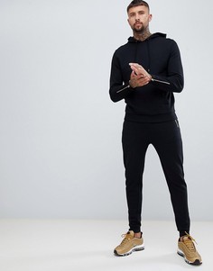 Спортивный костюм из худи и зауженных джоггеров с розово-золотистыми молниями ASOS DESIGN - Черный