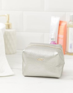 Кожаная косметичка цвета металлик Paul Costelloe - Серебряный
