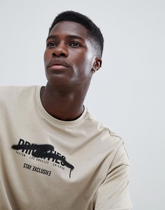 Oversize-футболка с принтом ASOS DESIGN - Бежевый