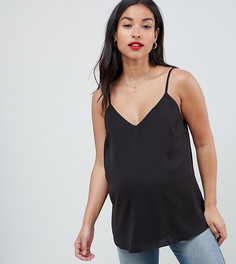 Двухслойный топ на тонких бретельках ASOS DESIGN Maternity Eco - Черный