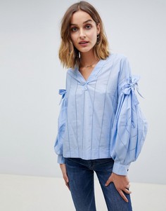 Блузка с бантами на рукавах Maison Scotch - Синий