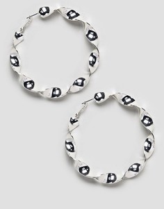 Серебристые большие серьги-кольца с перекрученным дизайном Monki - Серебряный