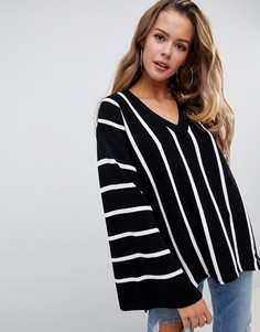 Oversize-джемпер в полоску с широкими рукавами Boohoo - Черный