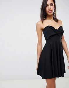 Короткое приталенное платье с перекрученной отделкой ASOS DESIGN - Черный