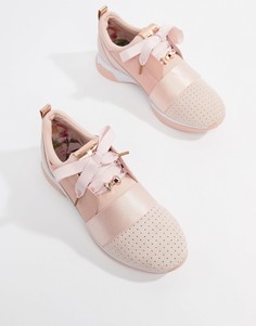 Розовые замшевые кроссовки с ремешком Ted Baker - Розовый