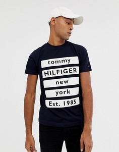 Темно-синяя приталенная футболка Tommy Hilfiger - Темно-синий