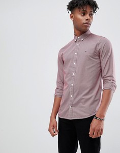 Бордовая приталенная рубашка в ломаную клетку с логотипом Tommy Hilfiger - Красный