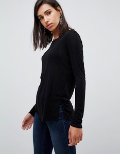 Черный лонгслив с овальным вырезом River Island - Черный