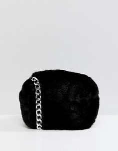 Черная меховая сумка через плечо Pull&Bear - Черный