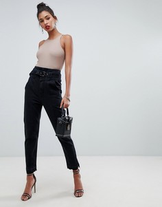 Черные джинсы в винтажном стиле с необработанными краями Boohoo - Черный