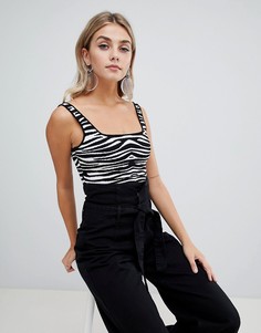 Боди с квадратным вырезом и зебровым принтом Missguided - Белый