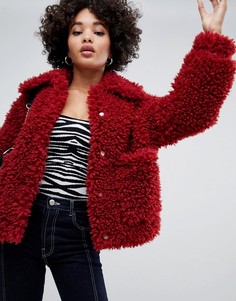 Красный искусственный полушубок Missguided - Красный
