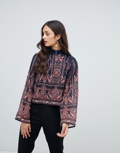 Топ с высоким воротником и принтом пейсли Miss Selfridge - Мульти