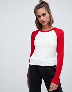 Топ с длинными рукавами реглан Pull&bear - Красный