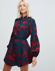 Платье-рубашка без воротника с цветочным принтом Parisian - Мульти