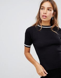 Комбинируемая трикотажная футболка в полоску New Look - Черный