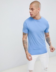 Синяя меланжевая футболка обтягивающего кроя River Island - Синий