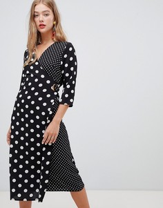 Черное платье миди в горошек New Look - Черный